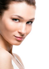 Fototapeta premium Portrait of young beautiful woman with perfect skin