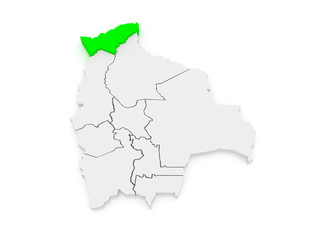 Map of Pando. Bolivia.