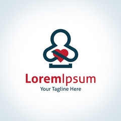 Human person hugging red heart logo icon