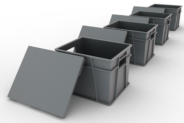 Open plastic containers with a lids