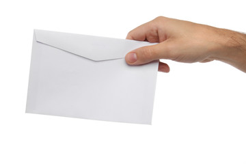 Male hand holding blank envelope isolated - 67742092