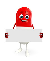 Pill Character with sign