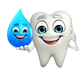 Teeth character with water drope