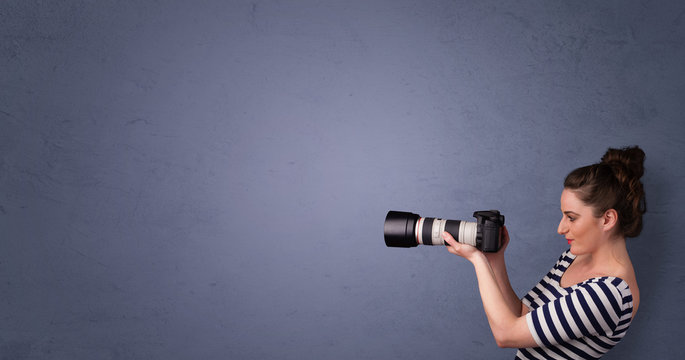 Photographer shooting images with copyspace area