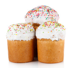 Sweet Easter cakes isolated on white