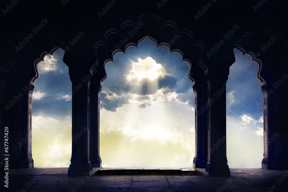 Wall mural Arch silhouette at sunset