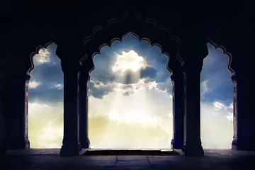 Wall murals Place of worship Arch silhouette at sunset