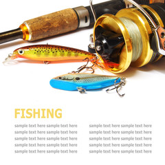 Fishing gear is isolated on a white background