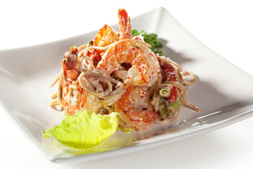 Japanese Cuisine - Hot Noodles with Seafood