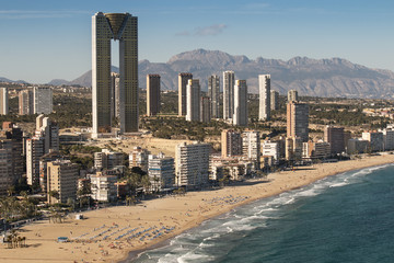 Skyscrapers near the beach in Benidorm, Spain