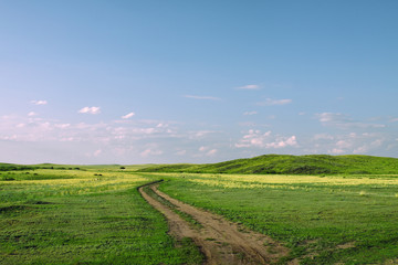 Fototapeta na wymiar Road in steppe hills
