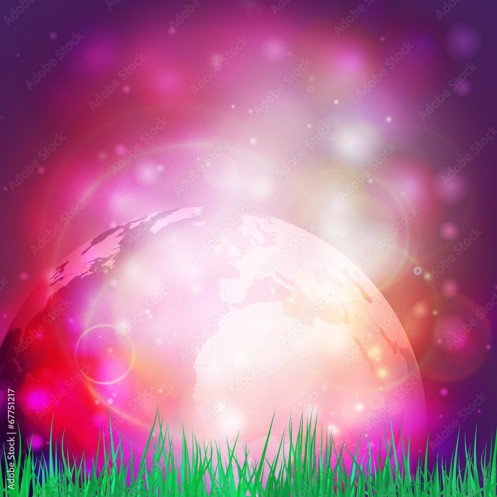 Poster abstract background of globe with grass vector illustration.view