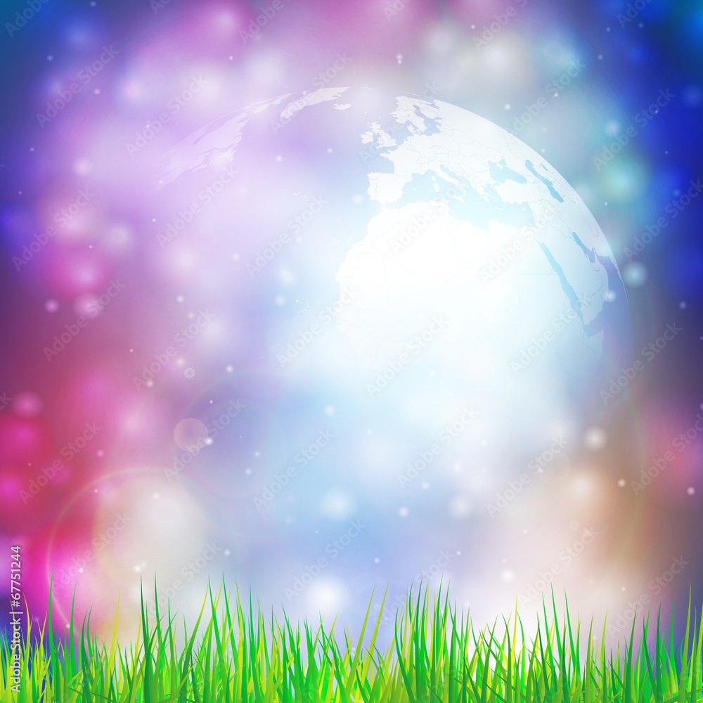 Poster abstract background of globe with grass vector illustration.view