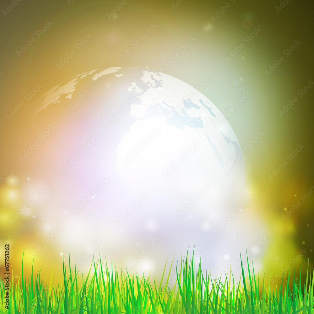 Poster abstract background of globe with grass vector illustration.view