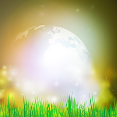 Abstract background of globe with grass vector illustration.View