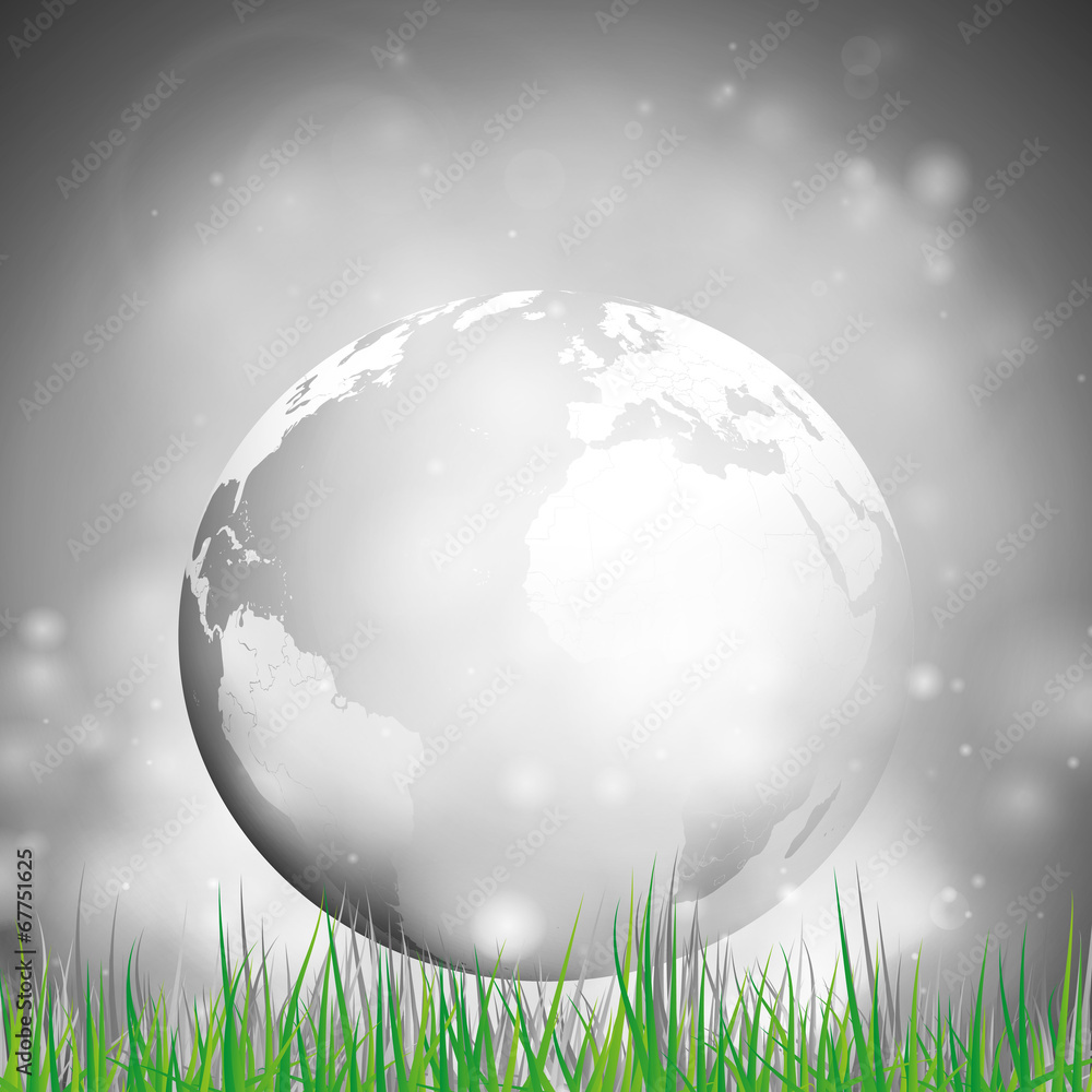 Poster abstract background of globe with grass vector illustration.