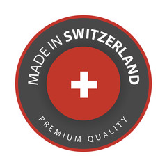Obraz premium Made in Switzerland Seal, Swiss made Flag (vector Art)