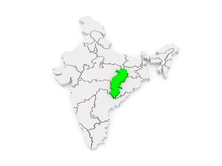 Map of Chhattisgarh. India.