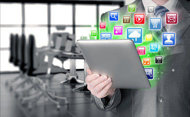 Business man using tablet PC