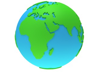 Earth planet globe. 3D render. Africa view.