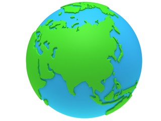 Earth planet globe. 3D render. Russia view.