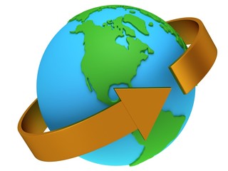 Earth planet globe. 3D render.