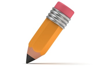 3d Pencil on white.