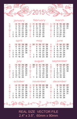 pink pocket calendar 2015