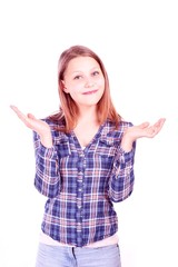 Teen girl gesturing