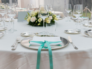 Table set for an event party or wedding reception