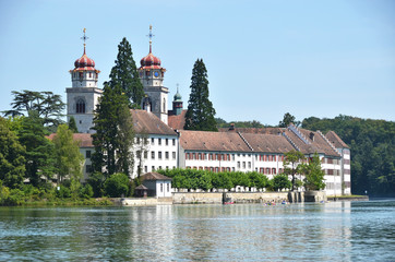 Rheinau Abbey across Rhine river, Switzerland