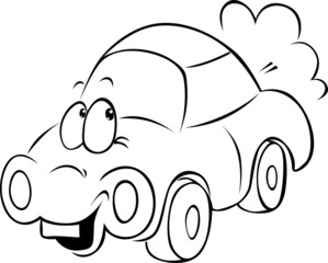 funny car cartoon - black outline