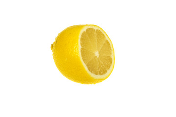 half a lemon on isolated background