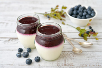 Panna cotta with fresh blueberry