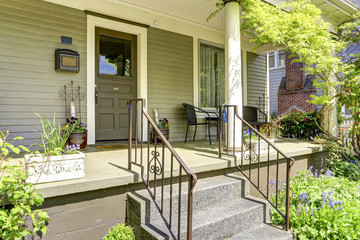 House column entrance porch with stairs