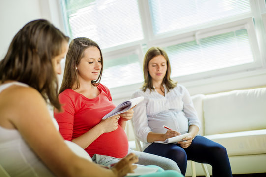 Pregnant women at antenatal class