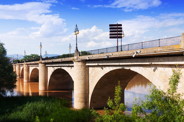 stone bridge over Ebro river in Logrono