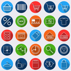 Shopping flat vector icons