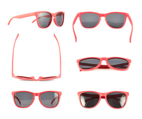 Red sun glasses isolated