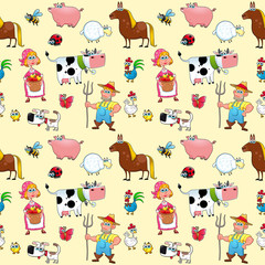 Funny farm animals with background.