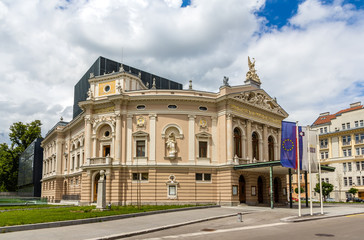 Fototapeta na wymiar Opera and Ballet theatre of Ljubljana, Slovenia