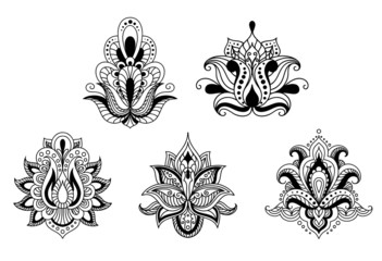 Black and white floral motifs of Persian style