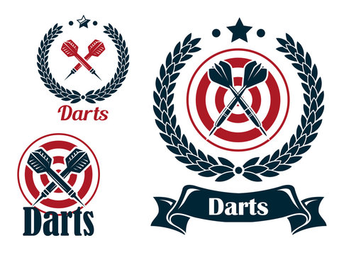 Three different darts emblems or badges