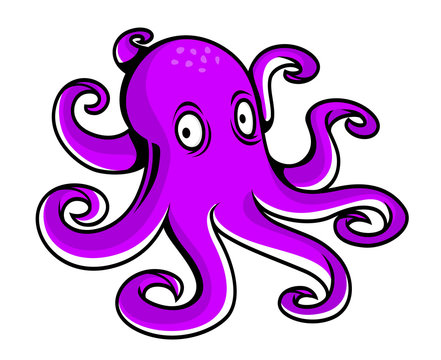 Bright purple cartoon octopus