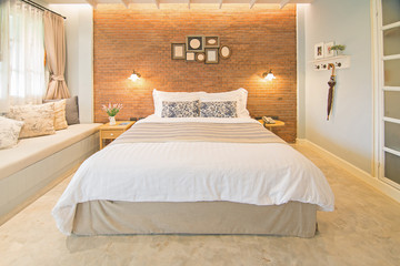 Pillow on bed  and decorate in country style