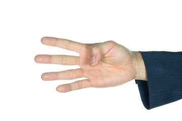 Businessman Four Fingers Isolated on White