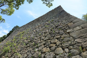 Stone wall at Himeji Castle in Japan