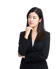 Asian Business Woman thinking isolated