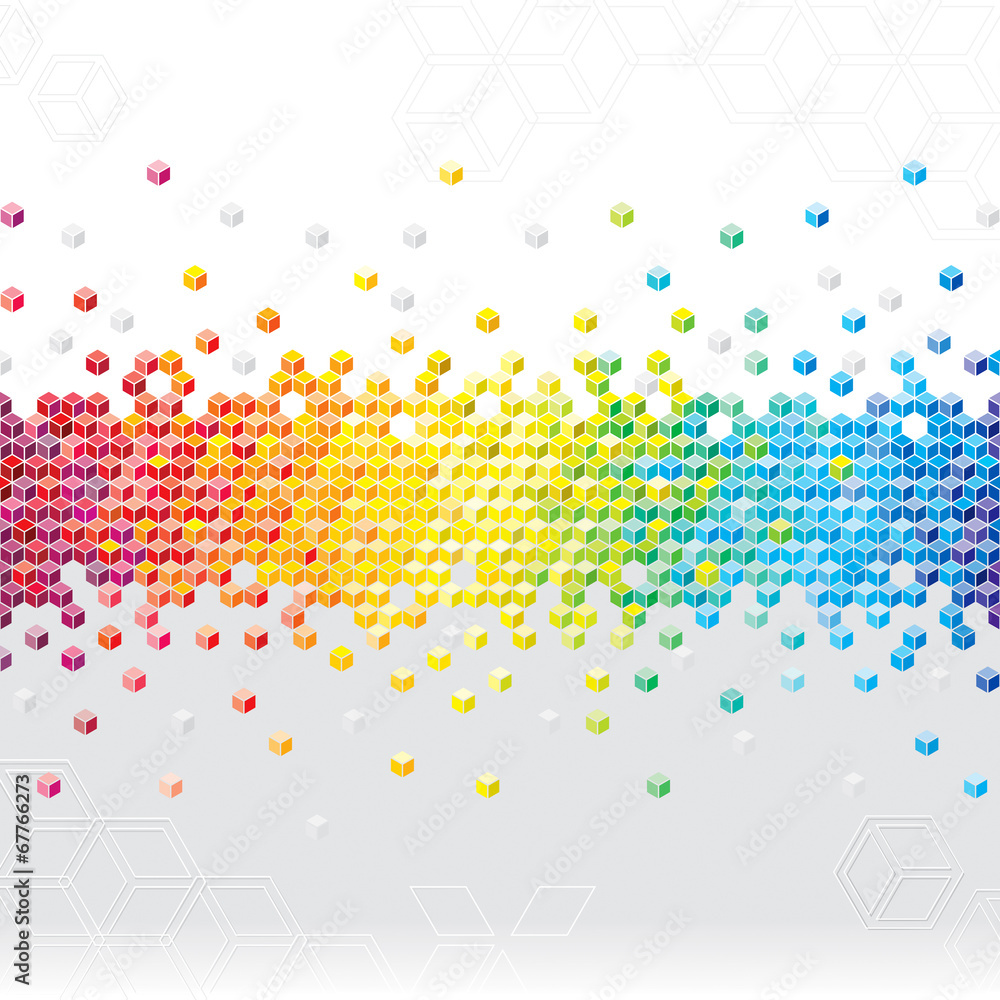 Poster abstract pixel cubes flash background.
