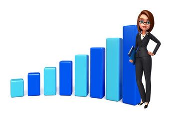 Young Business Woman with business graph